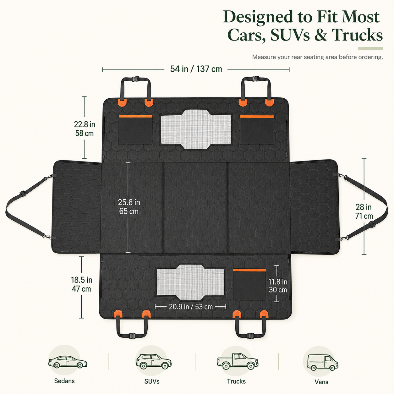 Baskine Dog Backseat Extender – Hard Bottom Car Seat Cover